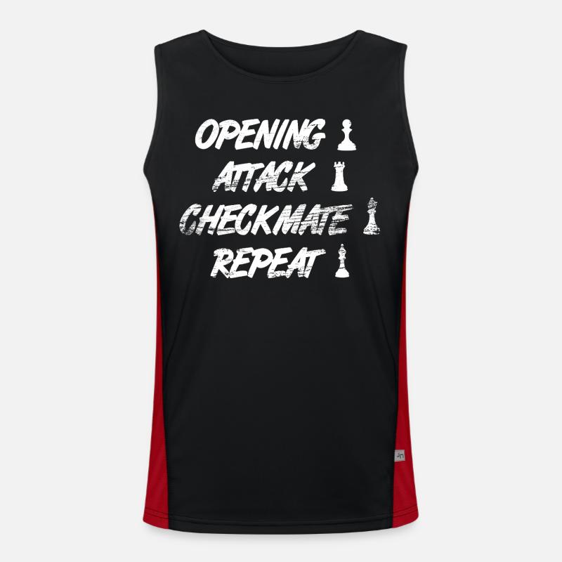 Chess Techniques - Men's Functional Contrast Tank Top  - black/red