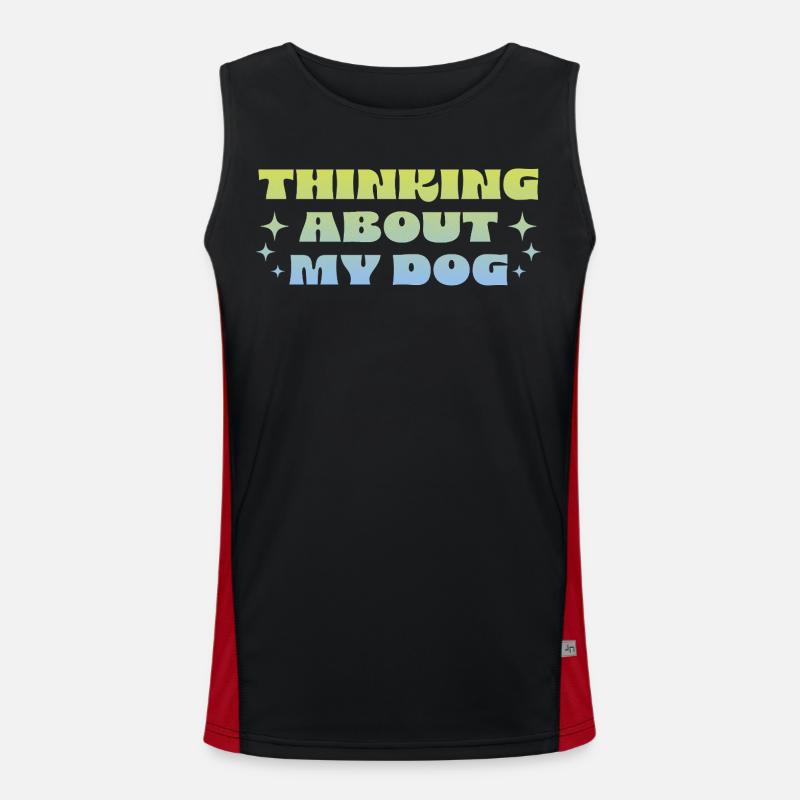 Thinking About My Dog Funktionelles Kontrast-Tank Top für Männer 