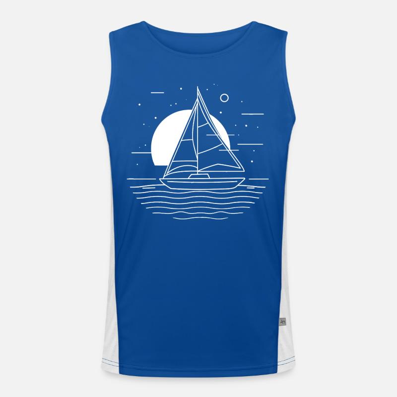 Sailing Drawing Men's Functional Contrast Tank Top 