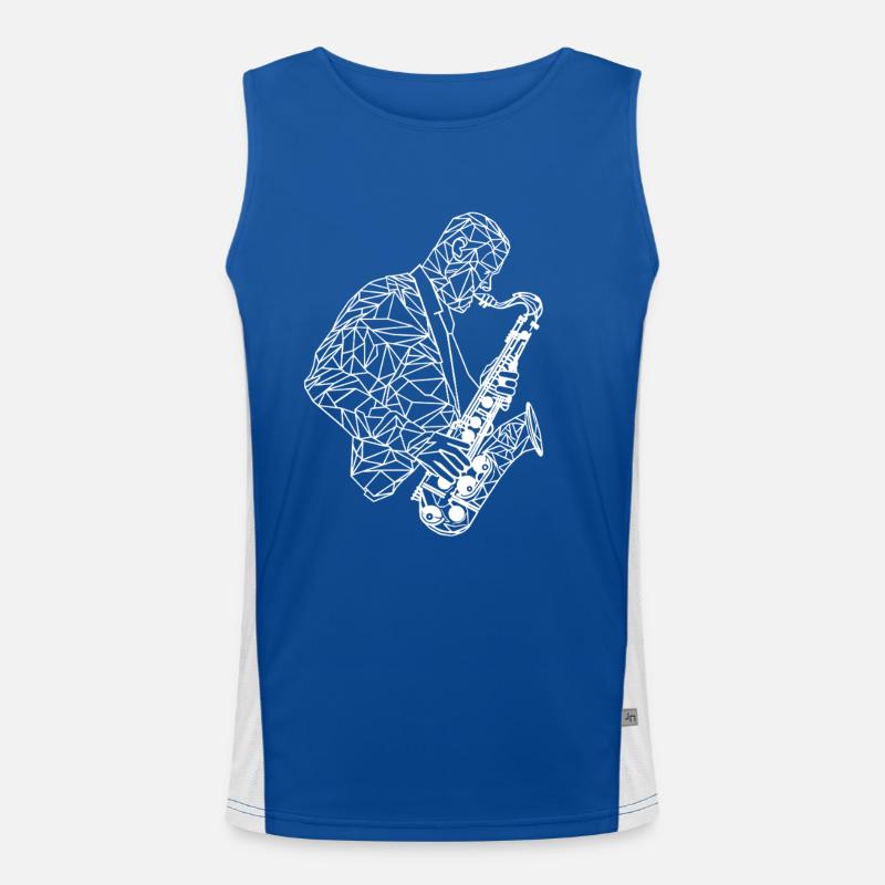 Saxophonist Drawing Men's Functional Contrast Tank Top 