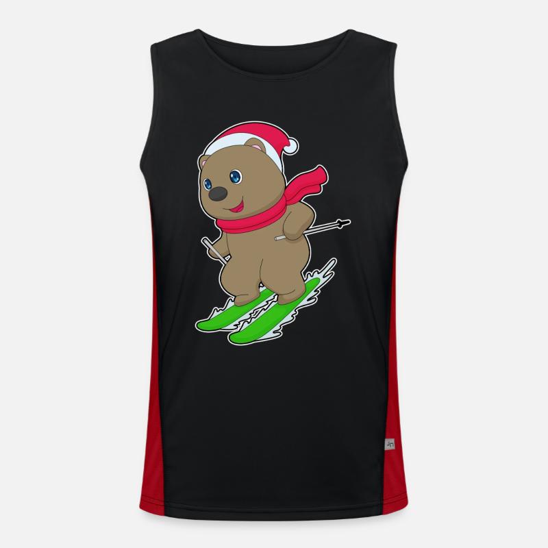 Bear Christmas Ski - Men's Functional Contrast Tank Top  - black/red