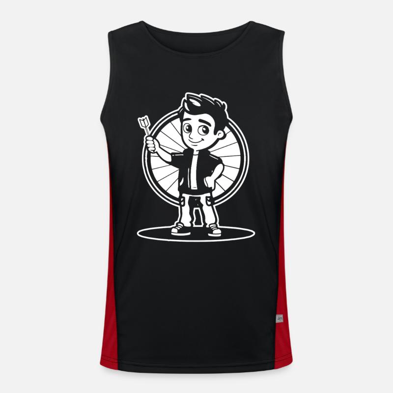 Little Darts Player Comic Look - Men's Functional Contrast Tank Top  - black/red