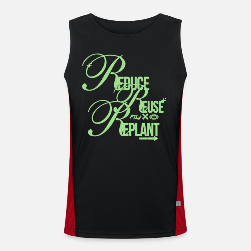 Reduce Reuse Replant Statement Men's Functional Contrast Tank Top 