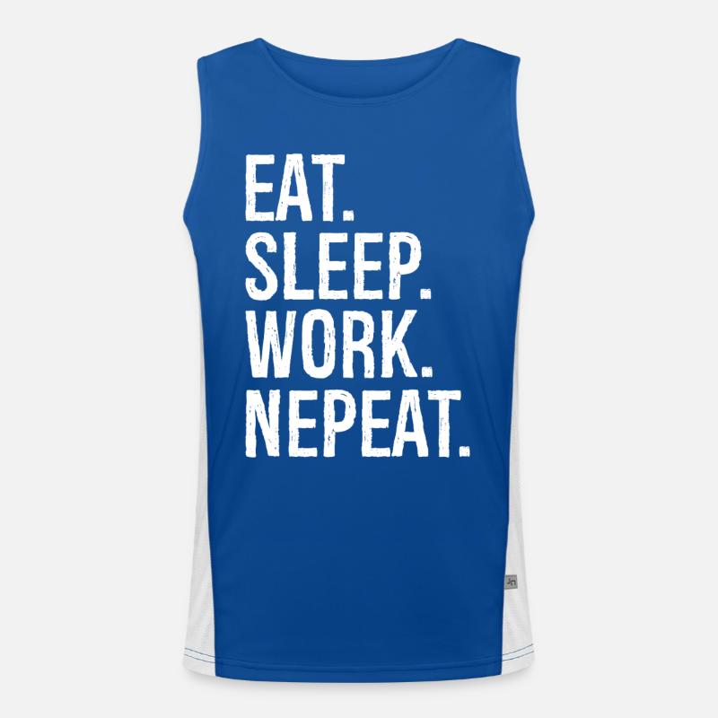 eat sleep work nepeat Funktionelles Kontrast-Tank Top für Männer 