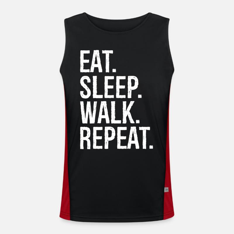 Eat Sleep Walk Repeat - Men's Functional Contrast Tank Top  - black/red