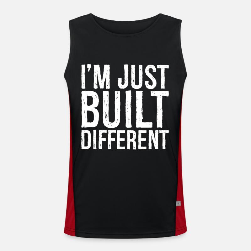 I'm just built different - Men's Functional Contrast Tank Top  - black/red