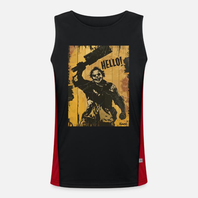 Horror Slasher sagt Hallo Funktionelles Kontrast-Tank Top für Männer 