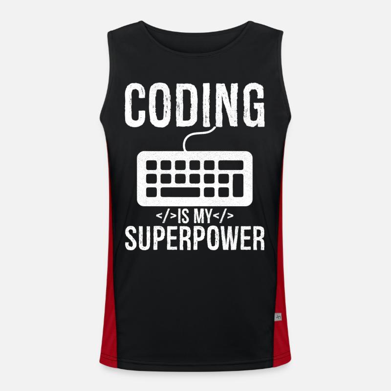 Coding is my superpower - Men's Functional Contrast Tank Top  - black/red