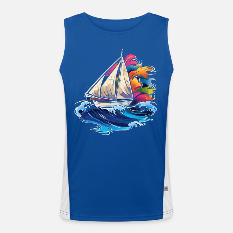 Sailing Synthwave Men's Functional Contrast Tank Top 