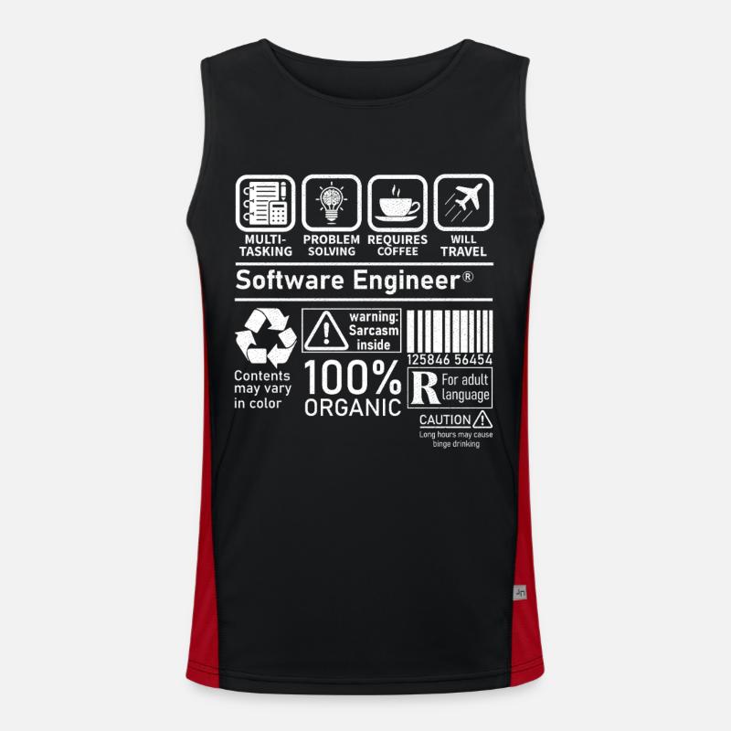 software engineer multi tasking problem solving - Men's Functional Contrast Tank Top - black/red
