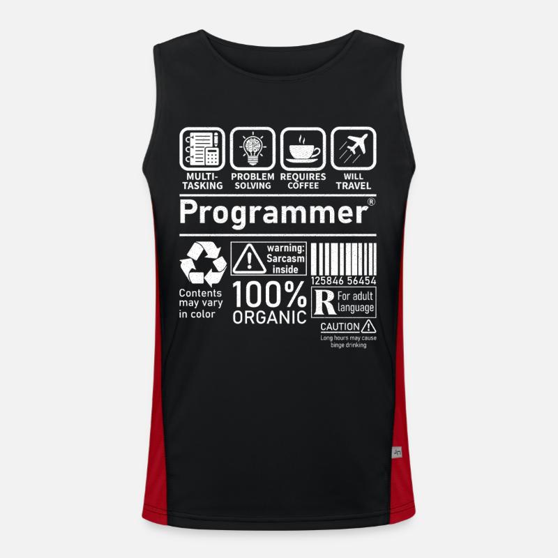 Programmer multi tasking problem solving requires - Funktionelles Kontrast-Tank Top für Männer - Schwarz/Rot