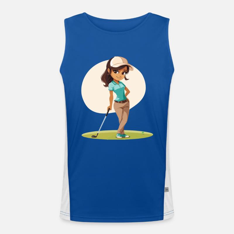 Weiblicher Golfer Comic Funktionelles Kontrast-Tank Top für Männer 