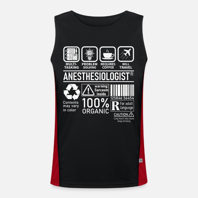 Anesthesiologist multi tasking problem solving - Men's Functional Contrast Tank Top  - black/red