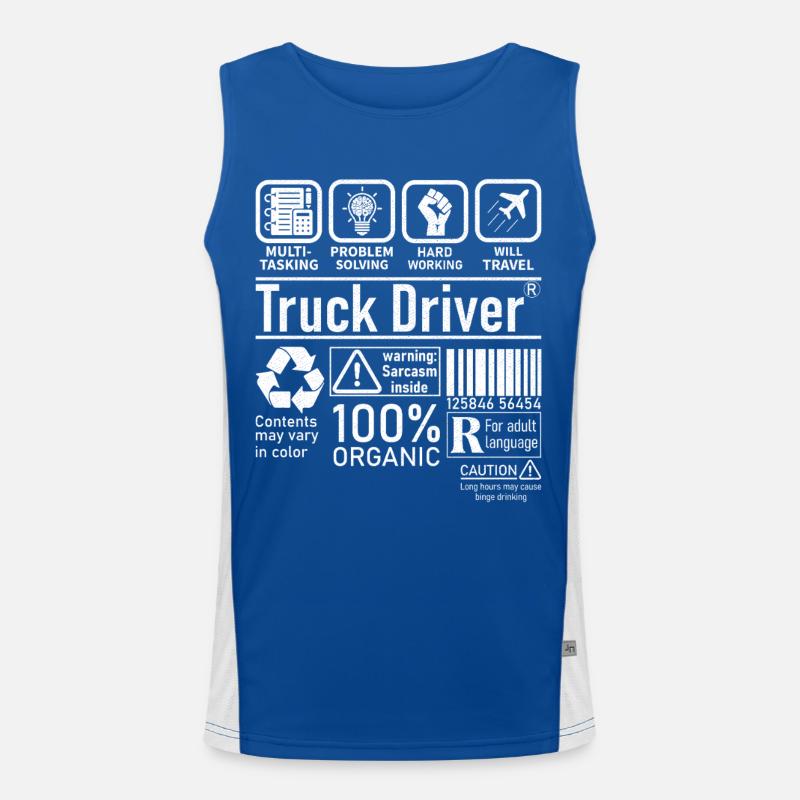 Truck Driver multi tasking problem solving Men's Functional Contrast Tank Top 