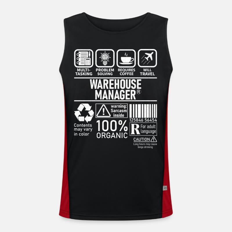 Warehouse Manager multi tasking problem solving - Funktionelles Kontrast-Tank Top für Männer - Schwarz/Rot