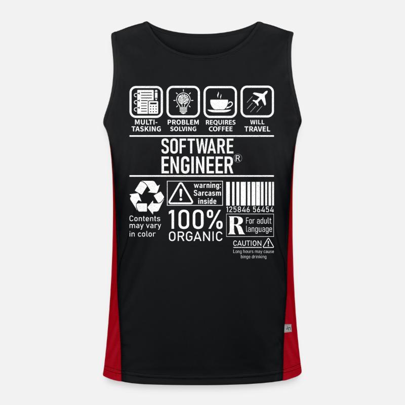 Software Engineer multi tasking problem solving - Funktionelles Kontrast-Tank Top für Männer - Schwarz/Rot