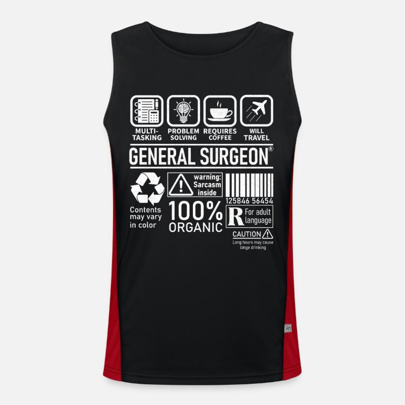 General Surgeon multi tasking problem solving - Men's Functional Contrast Tank Top - black/red