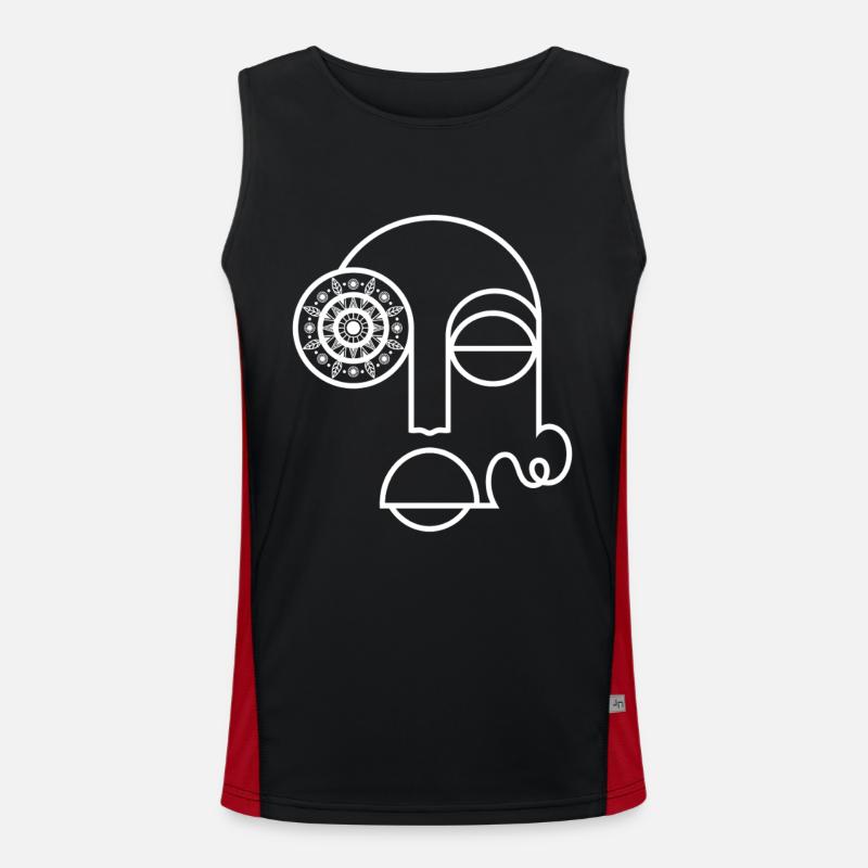 Abstract Face / Modern Abstract Face - Men's Functional Contrast Tank Top  - black/red