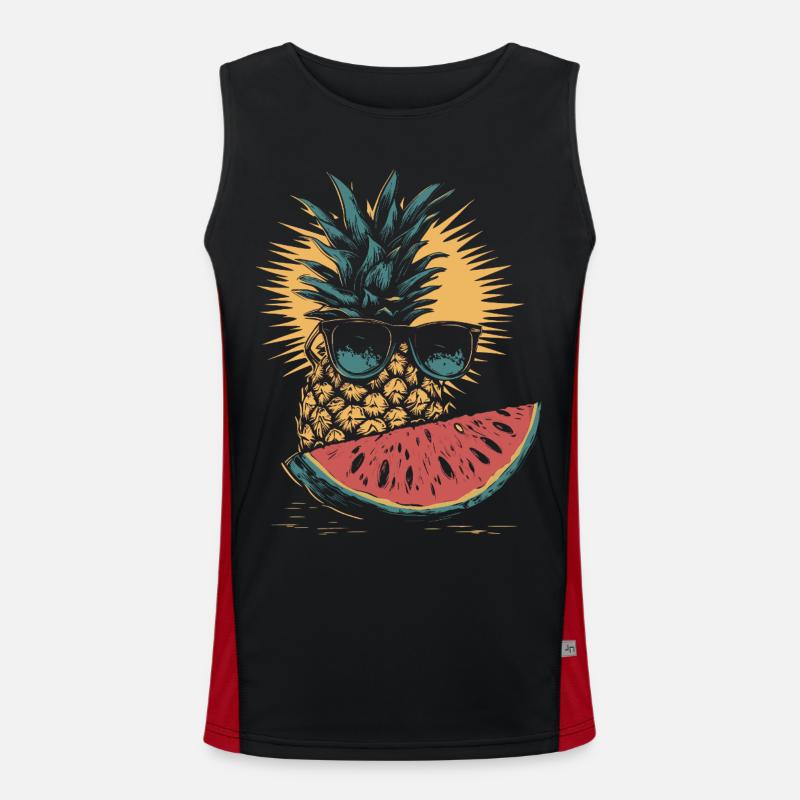 Pineapple and watermelon - Men's Functional Contrast Tank Top  - black/red
