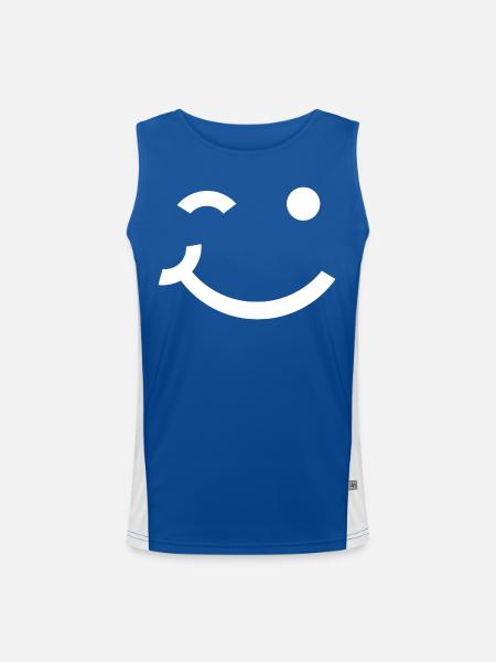 Clin d’œil, sourire clignant de l’œil - Débardeur respirant contrasté Homme  - bleu/blanc - Devant