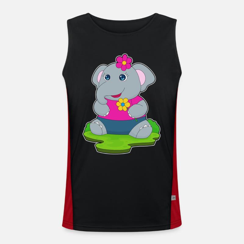 Elephant Flowers - Men's Functional Contrast Tank Top  - black/red