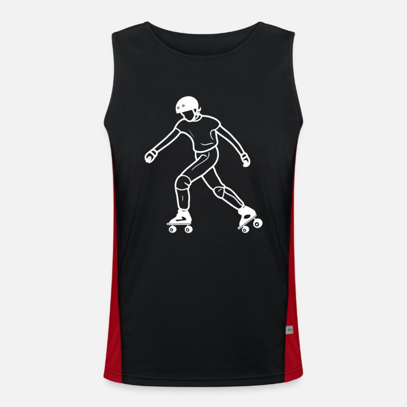 Roller Skating Drawing - Men's Functional Contrast Tank Top  - black/red