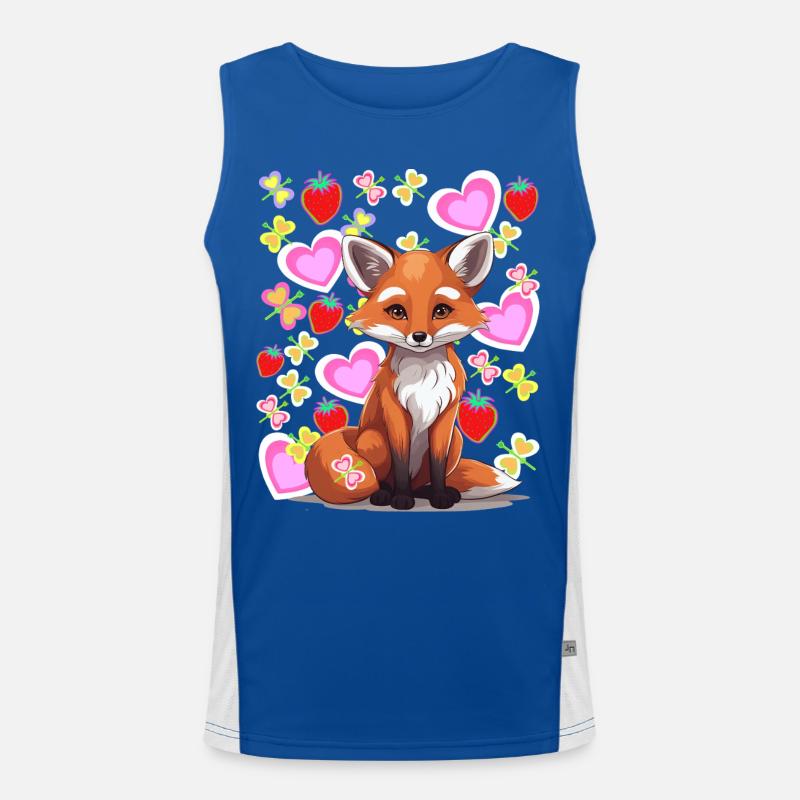 Fuchs Füchse Herz Sommerzeit Erdbeeren Kinder 80er Funktionelles Kontrast-Tank Top für Männer 