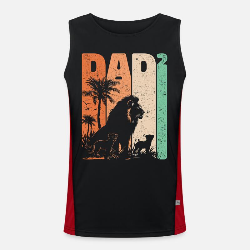 Father's Day Lion Dad High Two Kids Gift Men's Functional Contrast Tank Top 