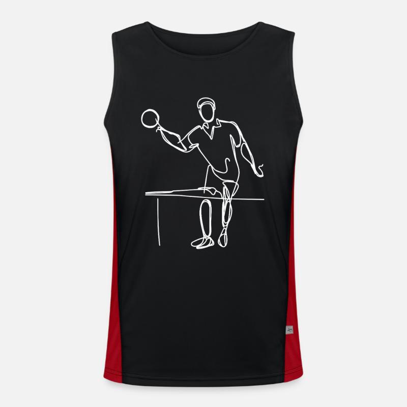Ping Pong Player Sketch - Men's Functional Contrast Tank Top  - black/red