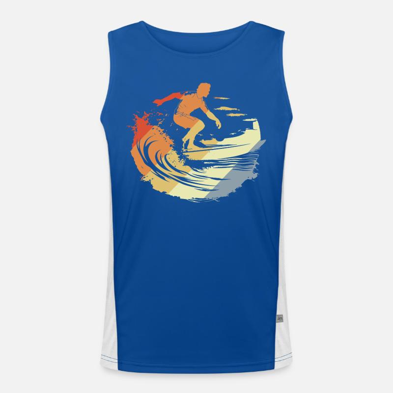 Surfing Vintage Funktionelles Kontrast-Tank Top für Männer 