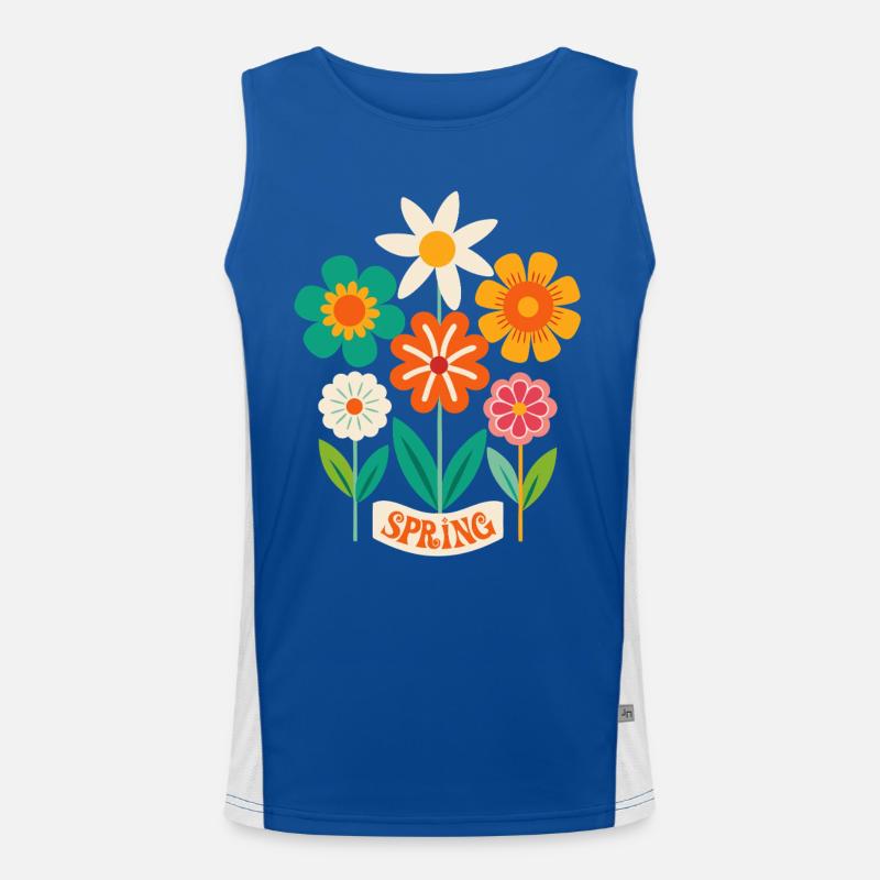 Frühling Blumen Blüten Funktionelles Kontrast-Tank Top für Männer 