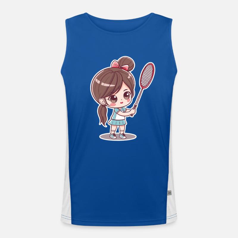 Badmintonspielerin Comic Funktionelles Kontrast-Tank Top für Männer 