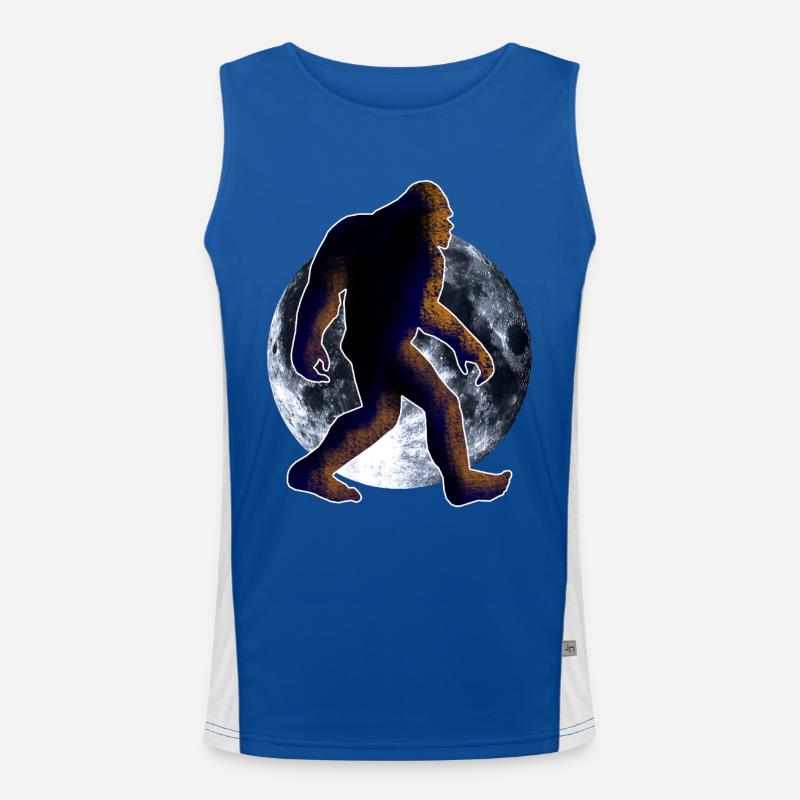 Bigfoot Sasquatch and moon Men's Functional Contrast Tank Top 