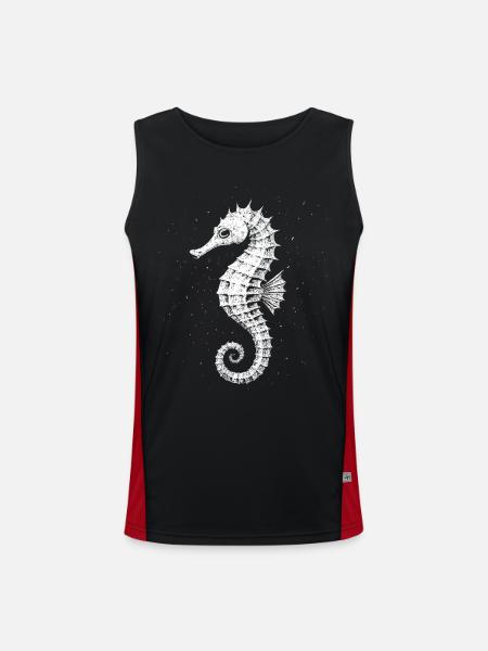 Seepferdchen - Funktionelles Kontrast-Tank Top für Männer - Schwarz/Rot