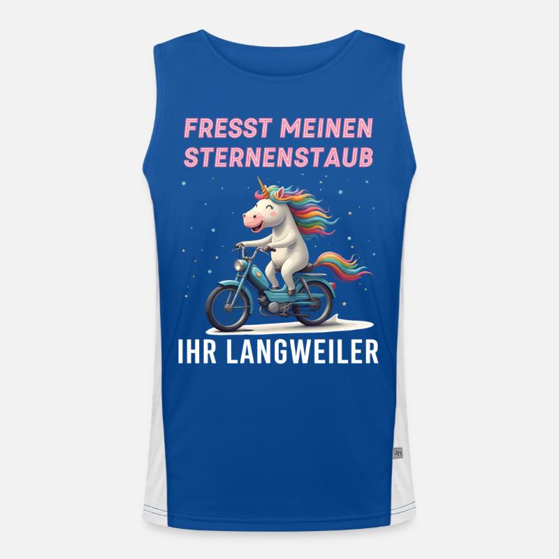 Einhorn Moped Tour Funktionelles Kontrast-Tank Top für Männer 
