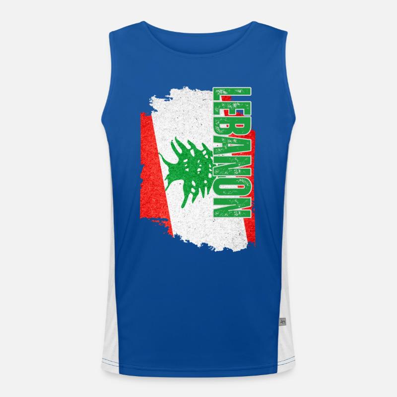 Vertikale Libanon-Flagge, Ich liebe den Libanon Funktionelles Kontrast-Tank Top für Männer 