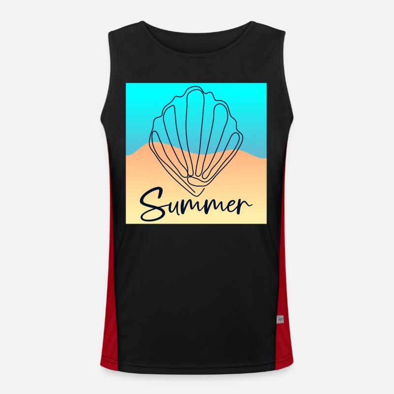 Line Art Seashell - Summer Beach Men's Functional Contrast Tank Top 