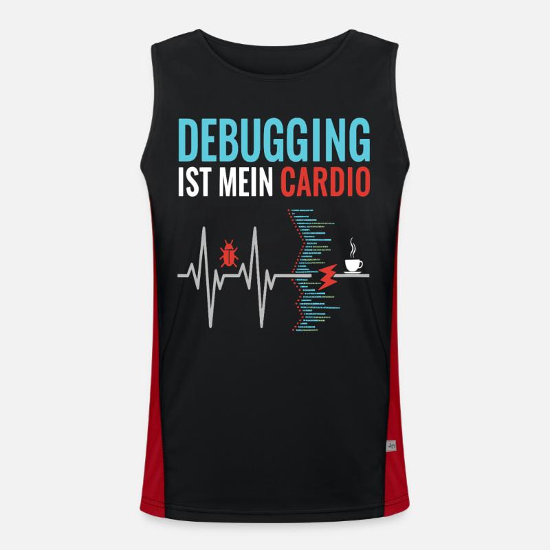 Debugging ist mein Cardio - Programmierer Nerd Funktionelles Kontrast-Tank Top für Männer 