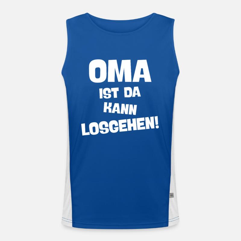 OMA IST DA KANN LOSGEHEN coole Großmutter spruch Funktionelles Kontrast-Tank Top für Männer 