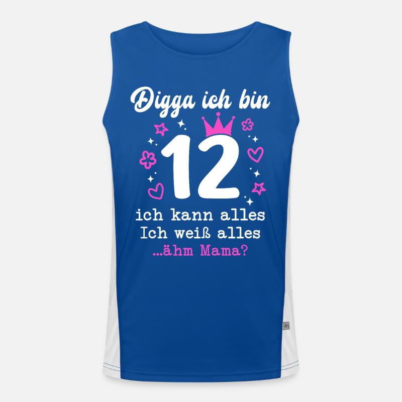 Digga Ich Bin 12 Jahre 12. Geburtstag Mädchen Funktionelles Kontrast-Tank Top für Männer 