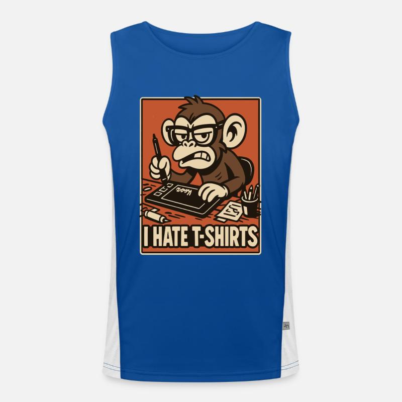 Wütender Affe am Zeichentablett Comicstil Funktionelles Kontrast-Tank Top für Männer 