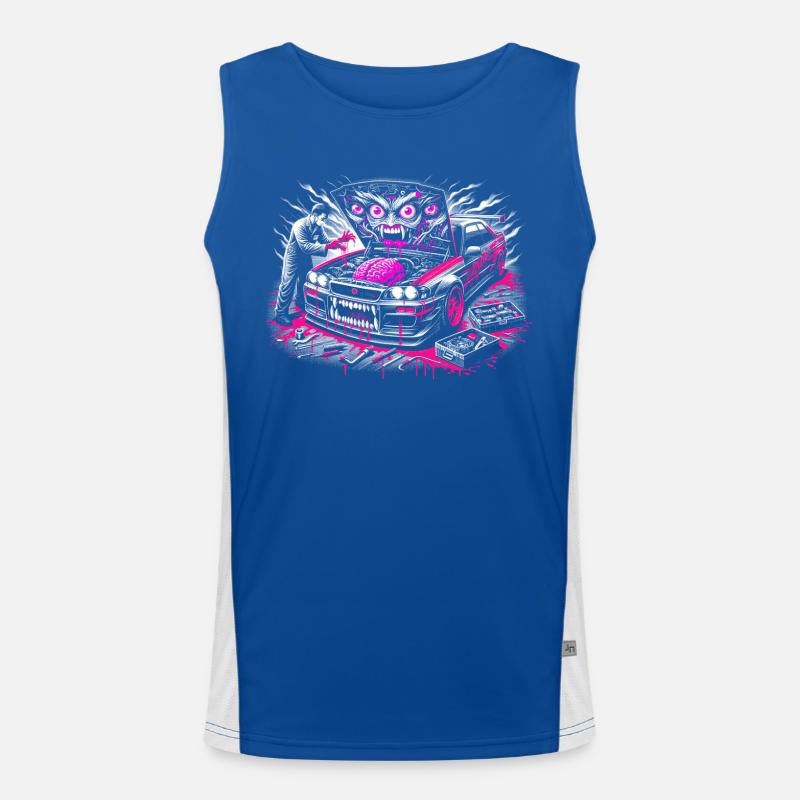 Neon Monster Auto Graffiti Design Funktionelles Kontrast-Tank Top für Männer 