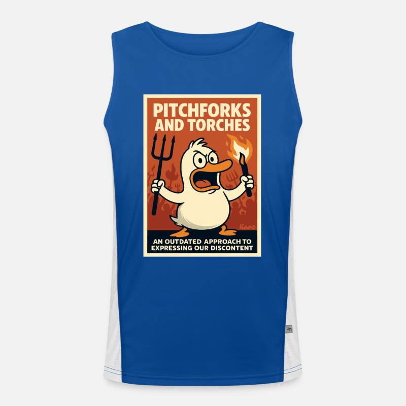 Canard en colère avec torche et fourche Débardeur respirant contrasté Homme 