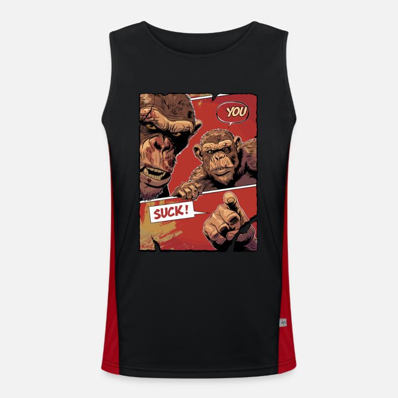 Wütende Affen mit Comic Spruch Du nervst Funktionelles Kontrast-Tank Top für Männer 