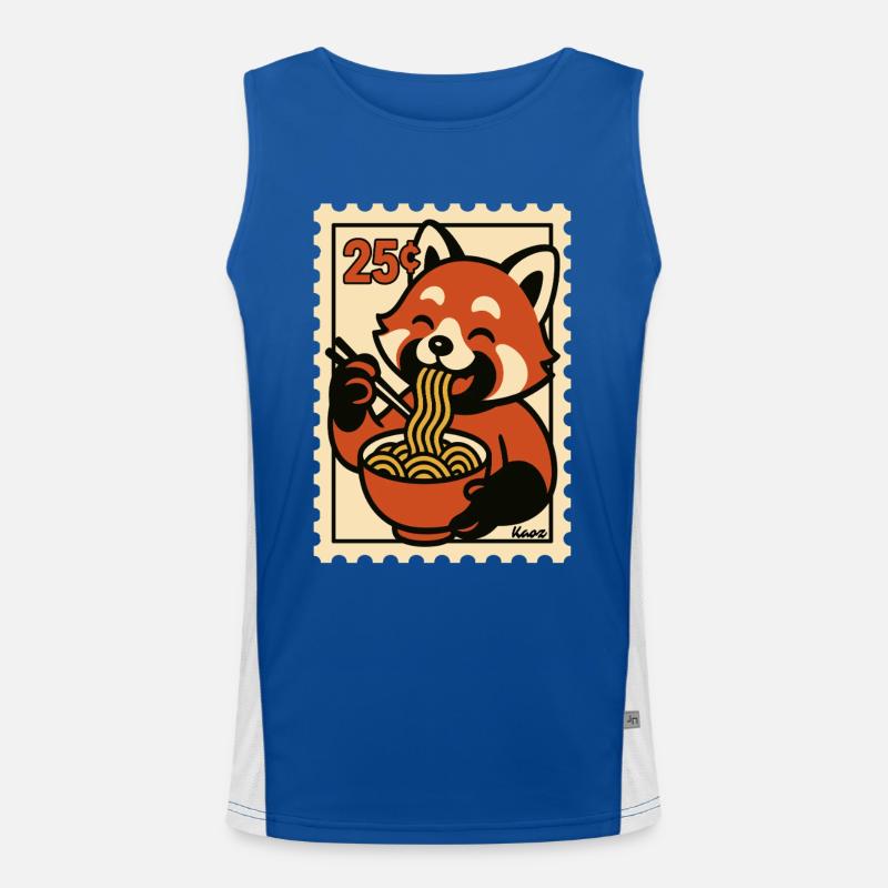 Roter Panda mit Ramen Nudeln Funktionelles Kontrast-Tank Top für Männer 