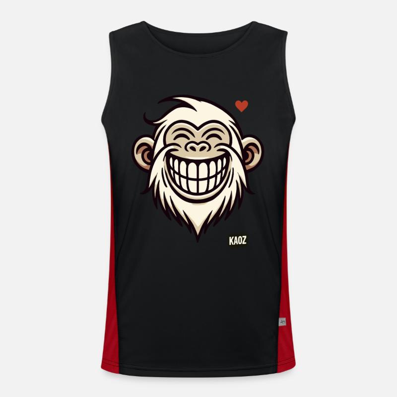 Grinning monkey with heart Men's Functional Contrast Tank Top 