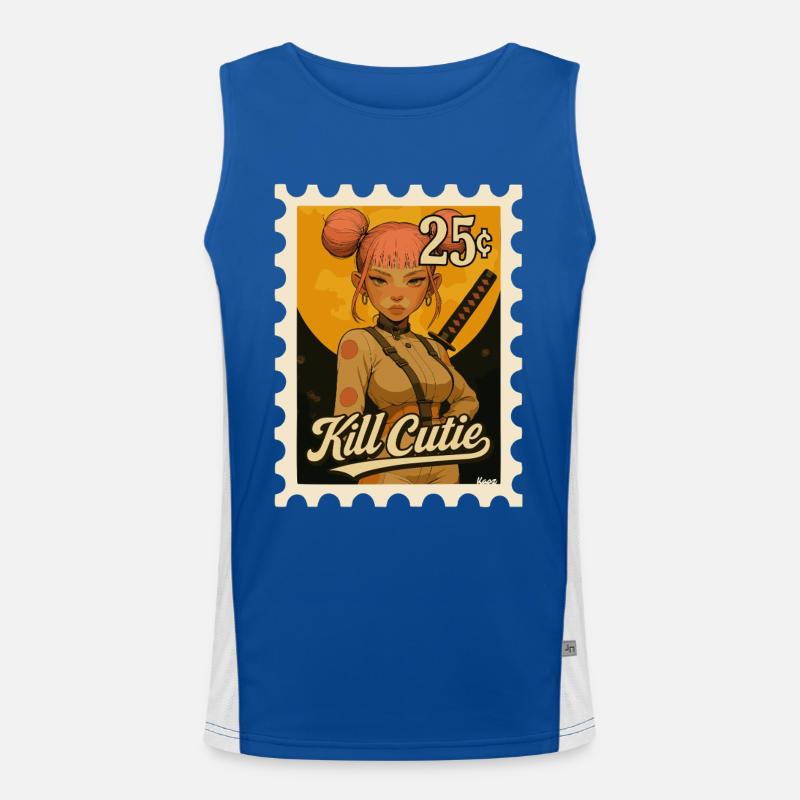 Mädchen mit Schwert im Comicstil Funktionelles Kontrast-Tank Top für Männer 