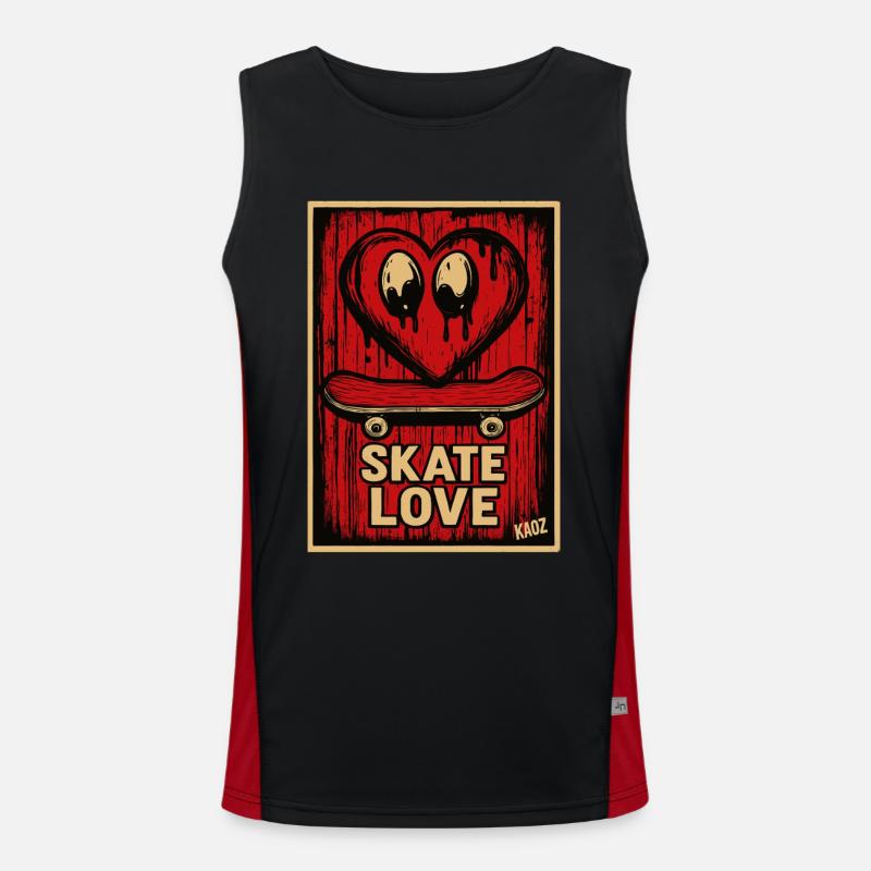 Dripping Heart Skateboard with Text "Skate Love" Men's Functional Contrast Tank Top 