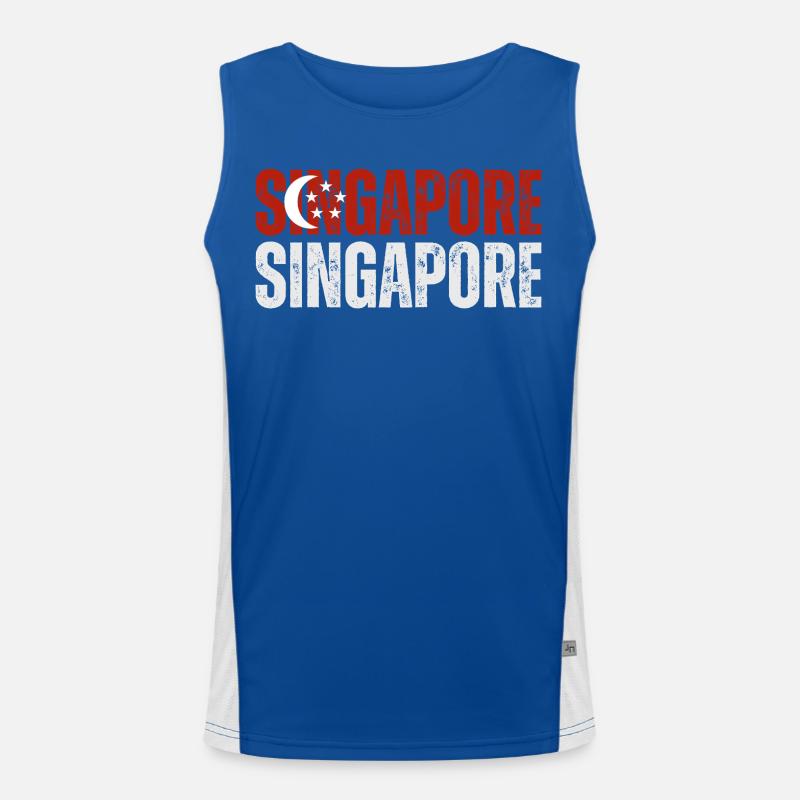 Drapeau de Singapour, j’aime Singapour Débardeur respirant contrasté Homme 