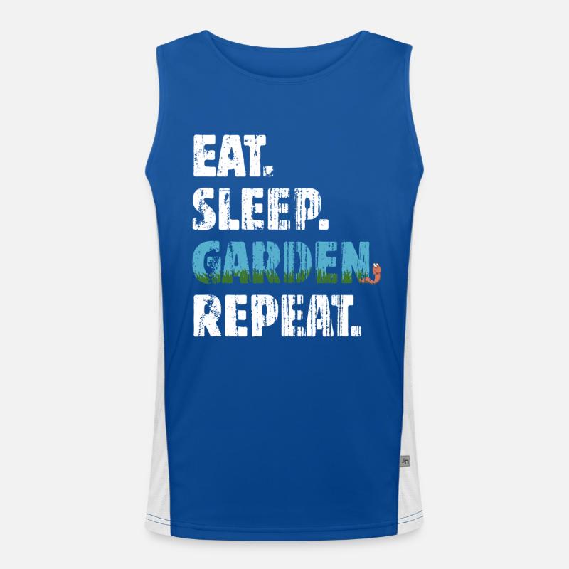 Eat Sleep Garden Repeat - Gardener Gift Men's Functional Contrast Tank Top 